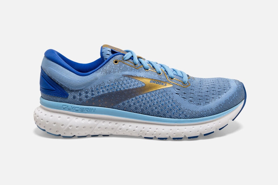 Brooks Glycerin 18 Road Running Shoes - Womens - Blue/Gold - PX7265341